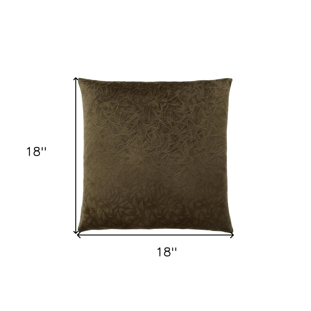 Set Of Two 18" X 18" Dark Green Velvet Polyester Floral Zippered Pillow HomeRoots