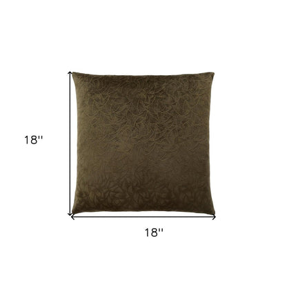 Set Of Two 18" X 18" Dark Green Velvet Polyester Floral Zippered Pillow HomeRoots