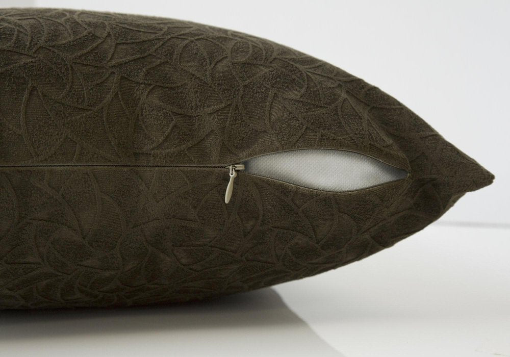 Set Of Two 18" X 18" Dark Green Velvet Polyester Floral Zippered Pillow — view 5