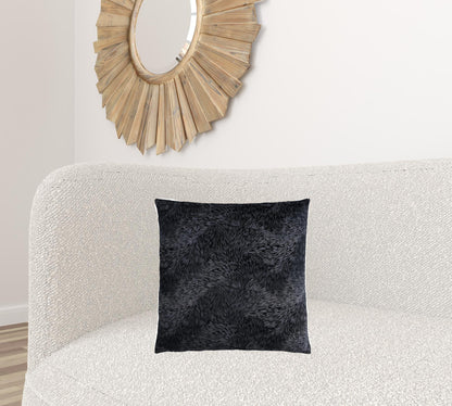 Set Of Two 18" X 18" Black Polyester Feather Zippered Pillow