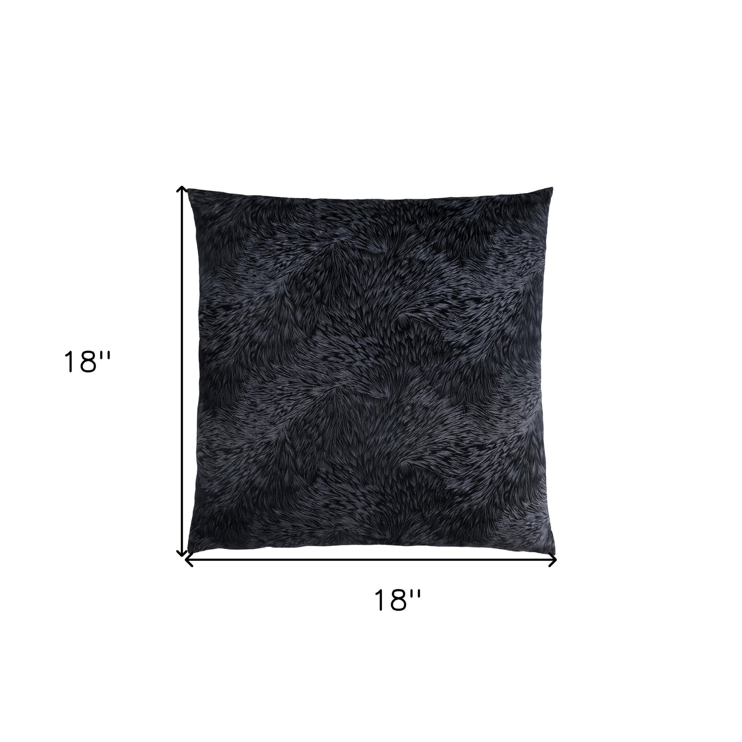 Set Of Two 18" X 18" Black Polyester Feather Zippered Pillow