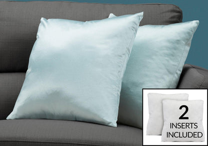 Set of Two 18" Mint Green Satin Throw Pillows HomeRoots