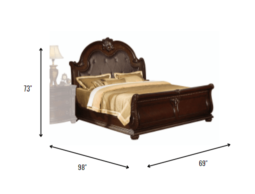 72" X 91" X 72" Cherry Oak Wood Poly Resin Queen Bed - FurniFindUSA