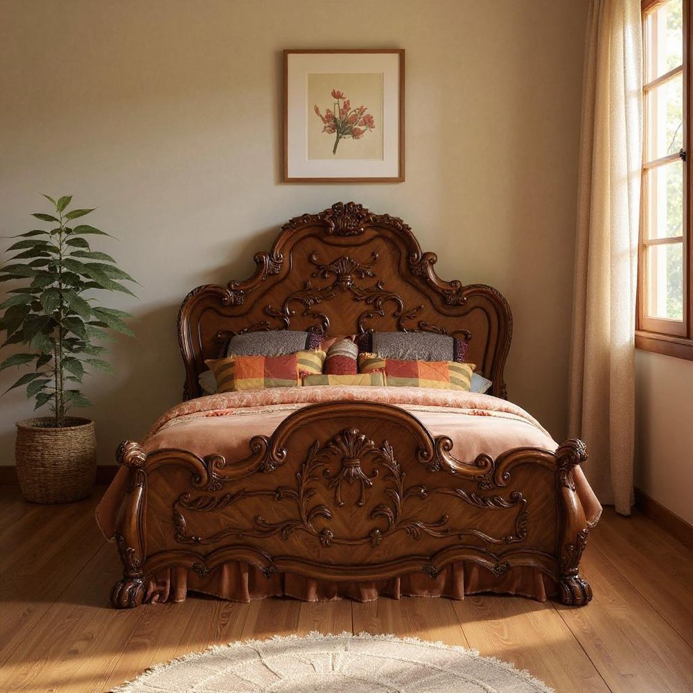 Brown Solid Wood Bed Frame HomeRoots
