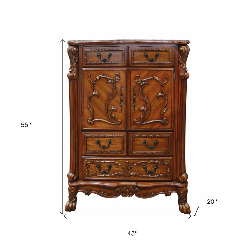 38" Brown Solid Wood Seven Drawer Combo Dresser HomeRoots