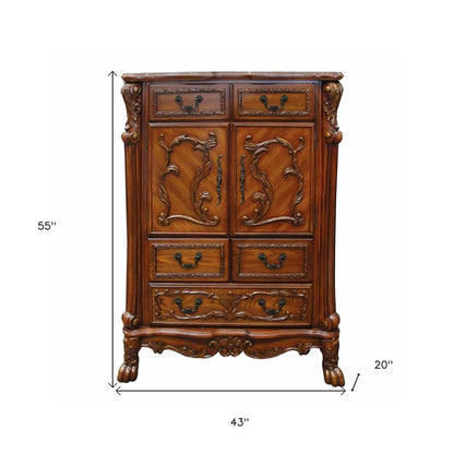 38" Brown Solid Wood Seven Drawer Combo Dresser HomeRoots