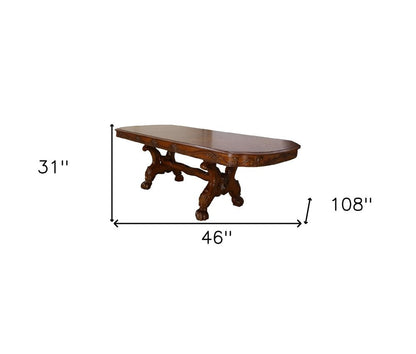 46" Dark Brown Free Form Solid Wood Double Pedestal Base Dining Table HomeRoots