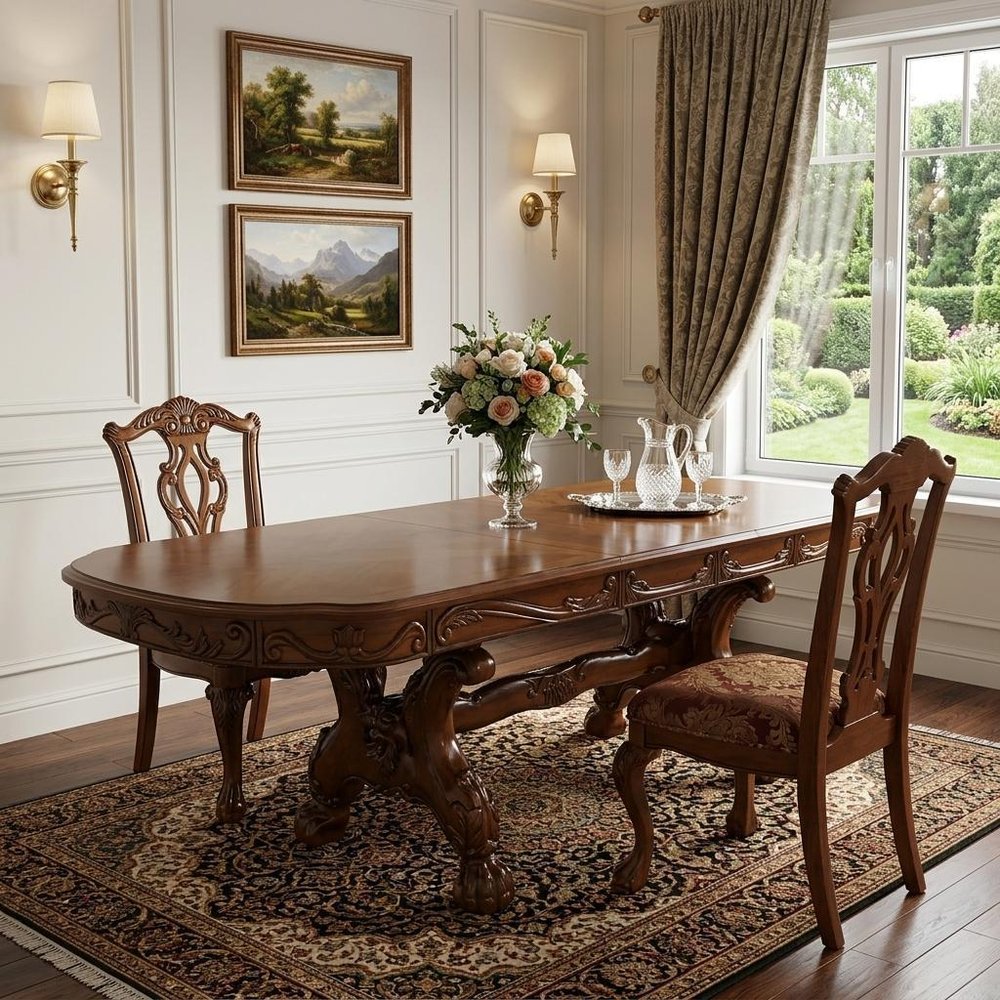 46" Dark Brown Free Form Solid Wood Double Pedestal Base Dining Table HomeRoots