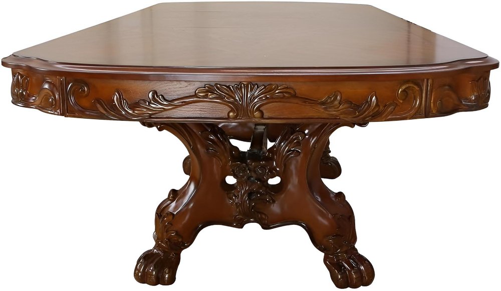 46" Dark Brown Free Form Solid Wood Double Pedestal Base Dining Table HomeRoots