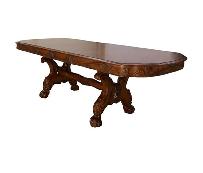 46" Dark Brown Free Form Solid Wood Double Pedestal Base Dining Table HomeRoots