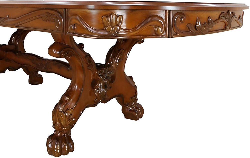 46" Dark Brown Free Form Solid Wood Double Pedestal Base Dining Table HomeRoots
