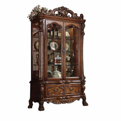 20" X 51" X 89" Cherry Oak Wood Poly Resin Glass Curio Cabinet HomeRoots
