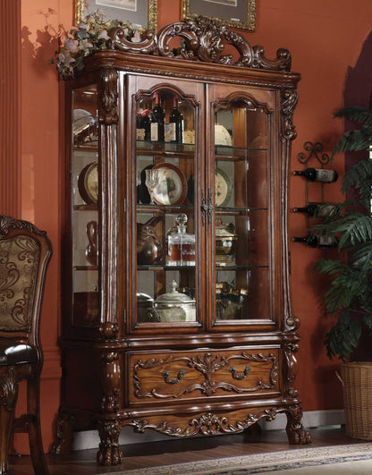 20" X 51" X 89" Cherry Oak Wood Poly Resin Glass Curio Cabinet HomeRoots