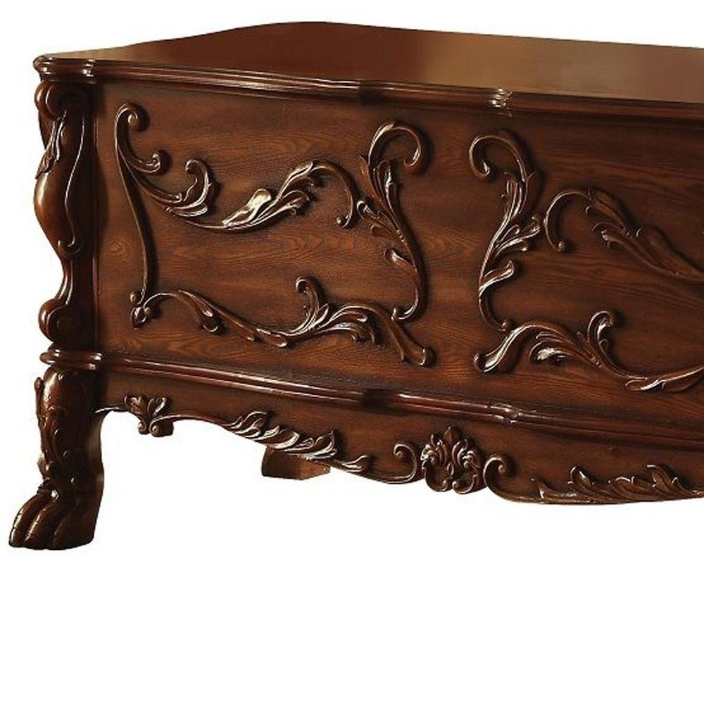 72" Brick Red Solid Manufactured Wood and Solid Wood Executive Desk With Five Drawers — view 3
