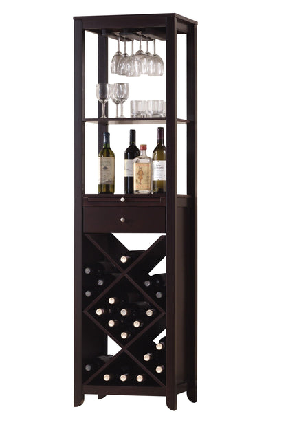 Modern Style Umber Finish Wood Wine Cabinet - FurniFindUSA