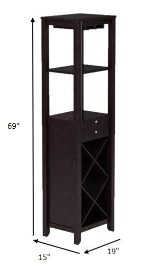 Modern Style Umber Finish Wood Wine Cabinet - FurniFindUSA