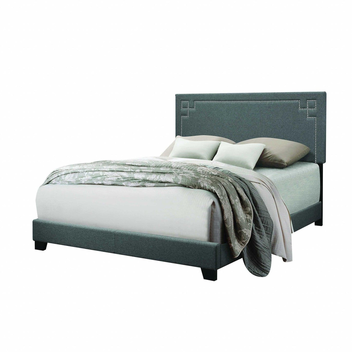 Contemporary Gray Upholstered King Size Bed - FurniFindUSA