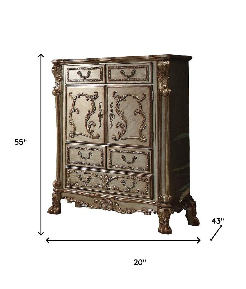 20" Brown Solid Wood Five Drawer HomeRoots