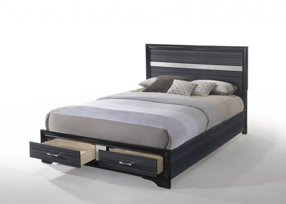 Black And Gray Wood Queen With Two Drawers Bed Frame HomeRoots