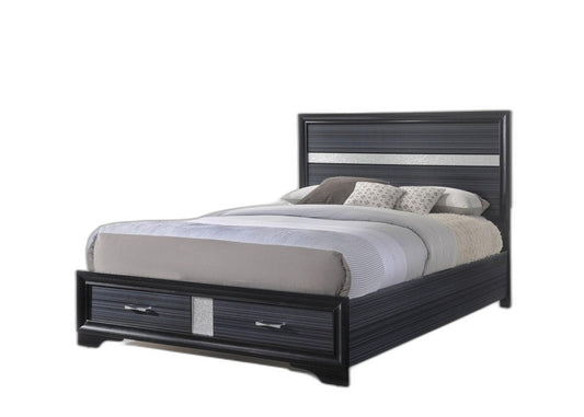 Black And Gray Wood Queen With Two Drawers Bed Frame HomeRoots