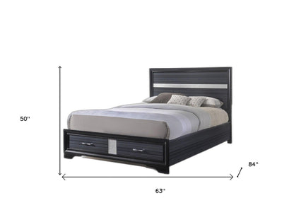 Beige And Black Upholstered Wooltwo Drawer Bed - FurniFindUSA