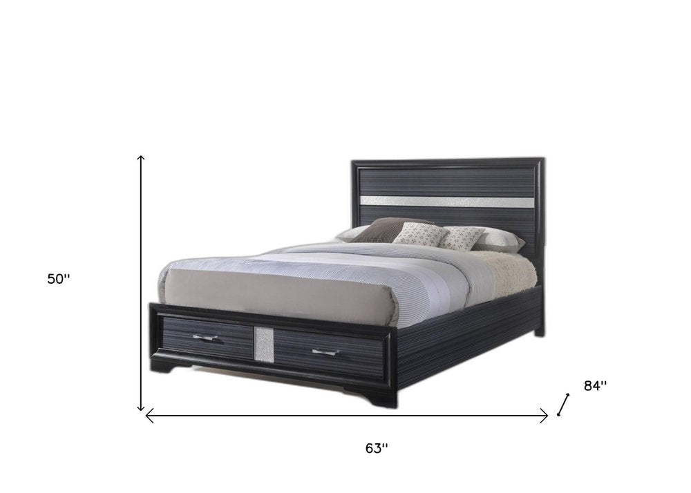 Black And Gray Wood Queen With Two Drawers Bed Frame HomeRoots