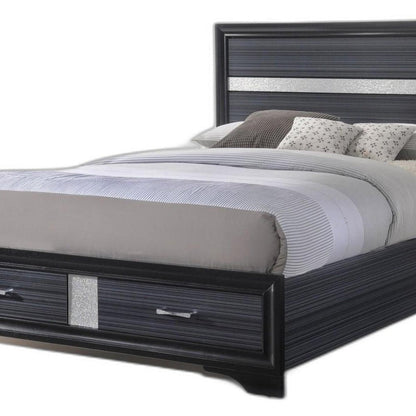 Black And Gray Wood Queen With Two Drawers Bed Frame HomeRoots