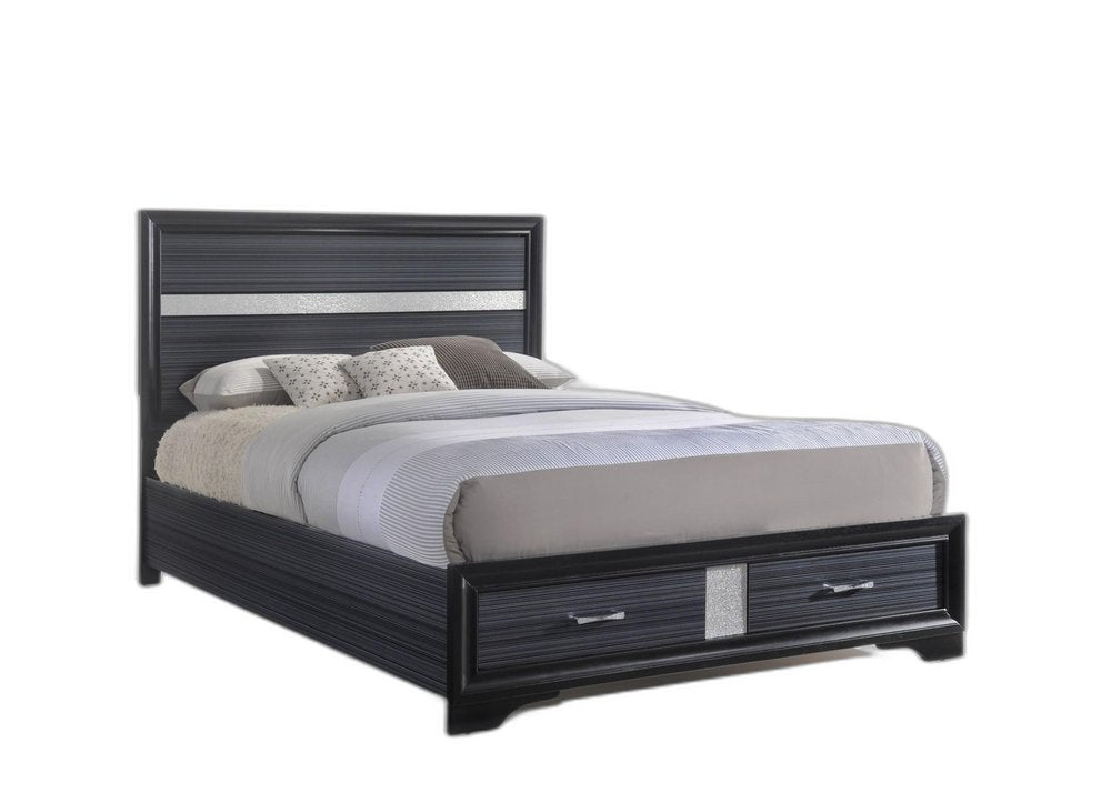 Black And Gray Wood Queen With Two Drawers Bed Frame HomeRoots