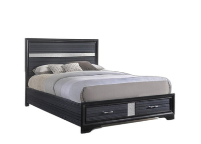 Black And Gray Wood Queen With Two Drawers Bed Frame HomeRoots