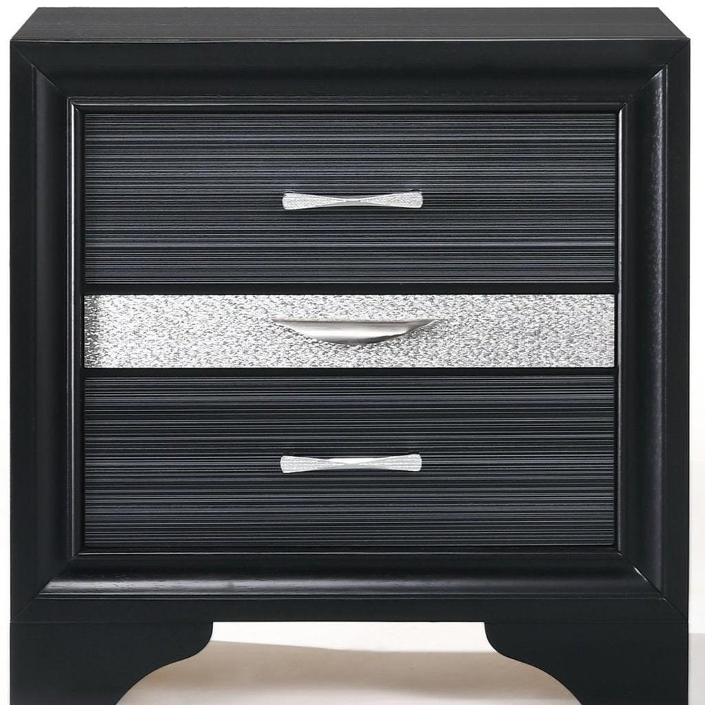 17" Rectangular Three Drawers Nightstand With Solid Wood Top HomeRoots