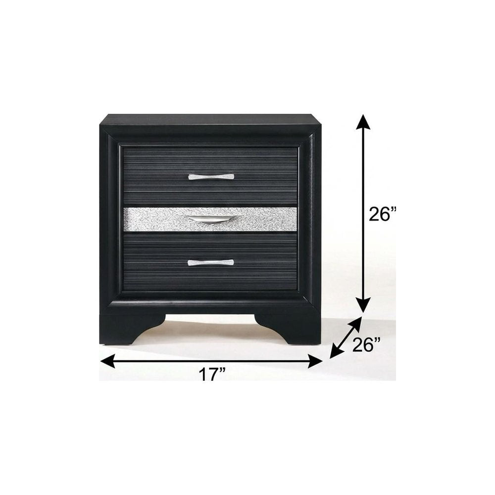 17" Rectangular Three Drawers Nightstand With Solid Wood Top HomeRoots