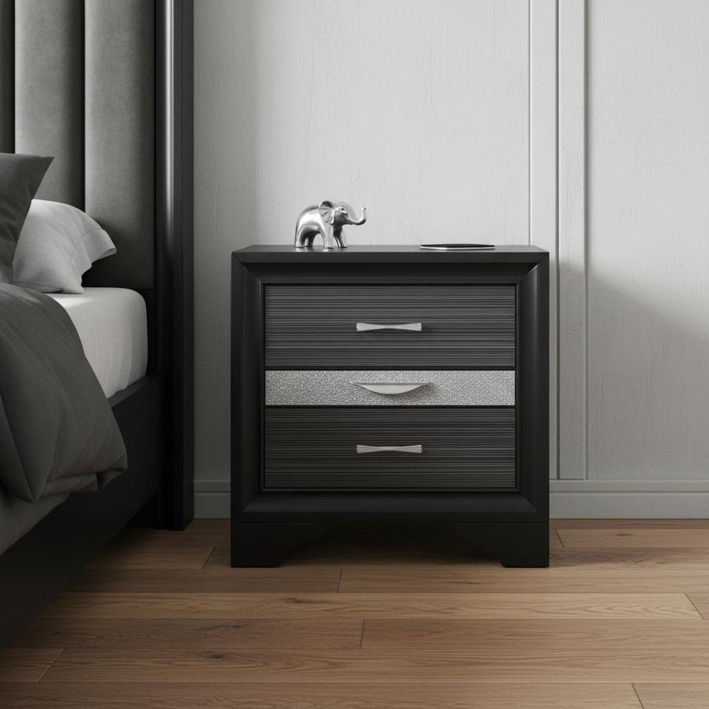 17" Rectangular Three Drawers Nightstand With Solid Wood Top HomeRoots