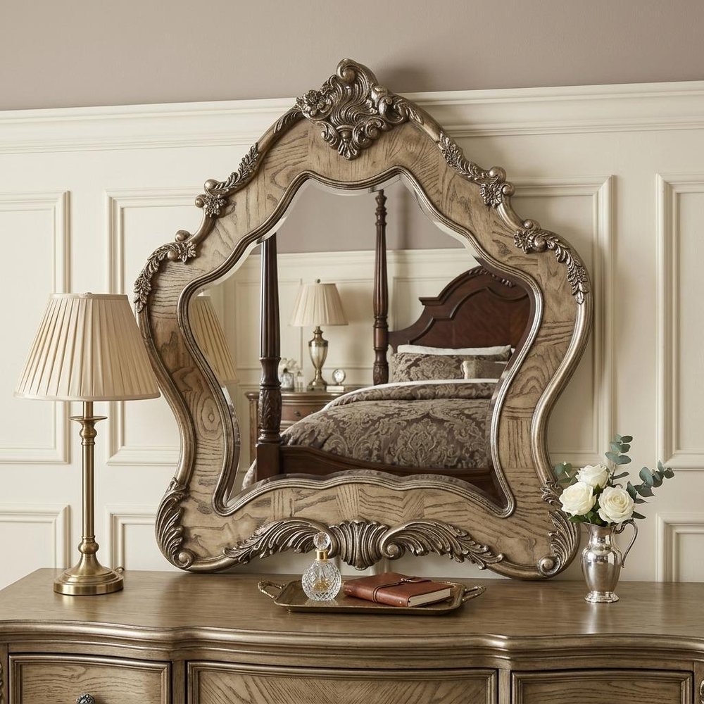 48" Oak Abstract Wood Framed Mounted Dresser Mirror HomeRoots