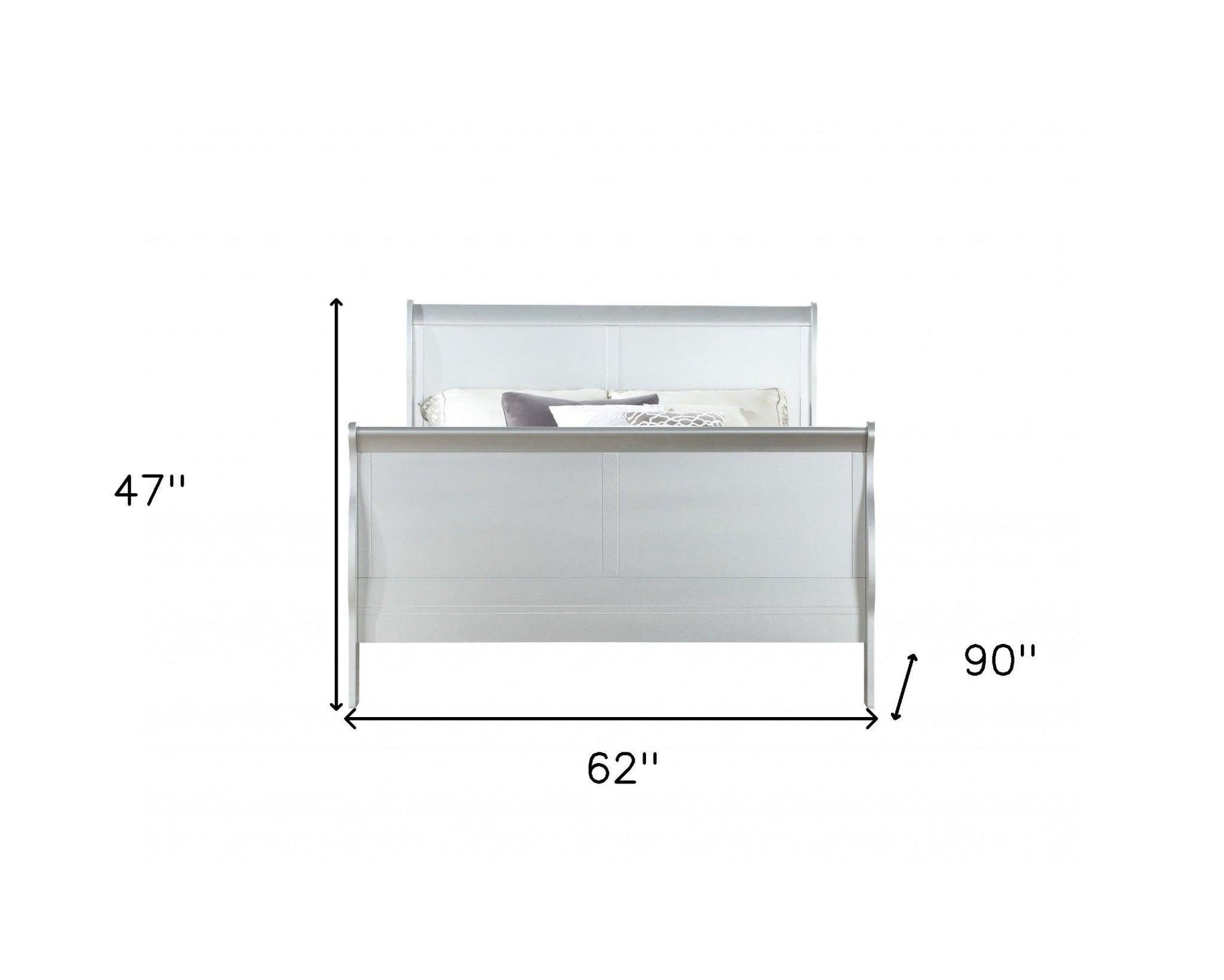 80" X 90" X 47" Platinum Wood Eastern King Bed - FurniFindUSA