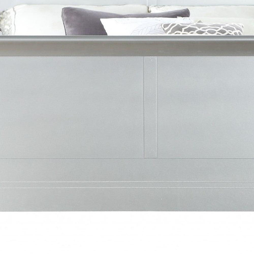 80" X 90" X 47" Platinum Wood Eastern King Bed - FurniFindUSA