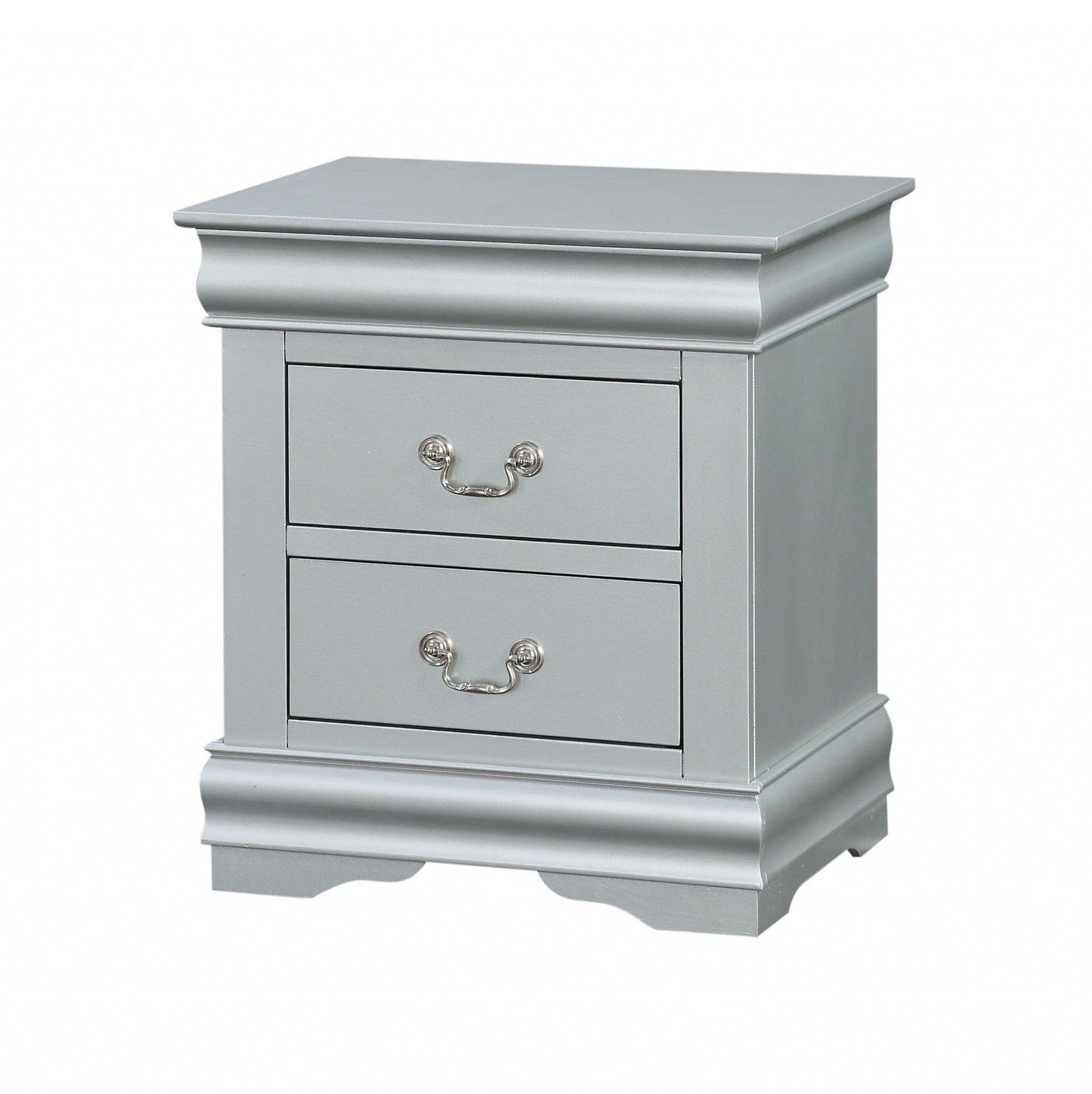 24" Platinum Two Drawers Nightstand - FurniFindUSA