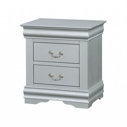 24" Platinum Two Drawers Nightstand - FurniFindUSA