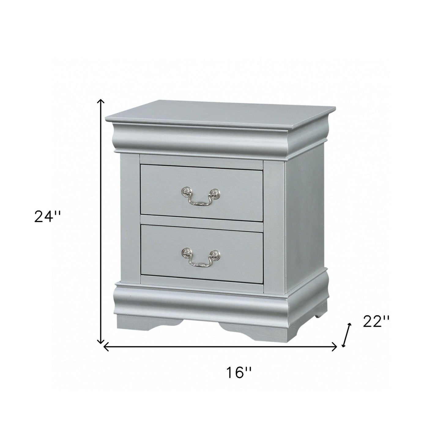 24" Platinum Two Drawers Nightstand - FurniFindUSA