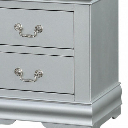 24" Platinum Two Drawers Nightstand - FurniFindUSA