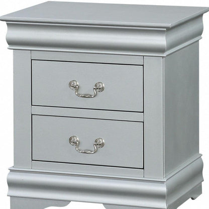 24" Platinum Two Drawers Nightstand - FurniFindUSA