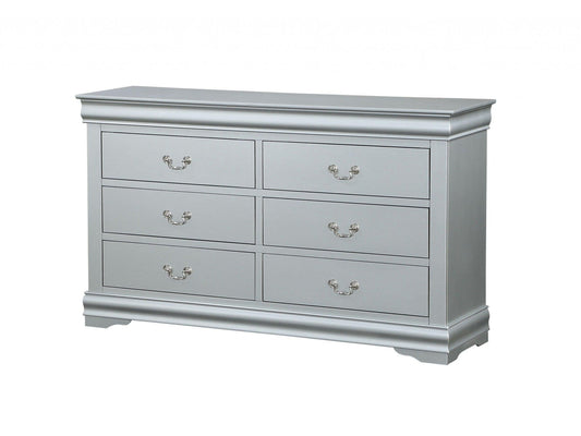 18" X 60" X 34" Platinum Wood Dresser - FurniFindUSA