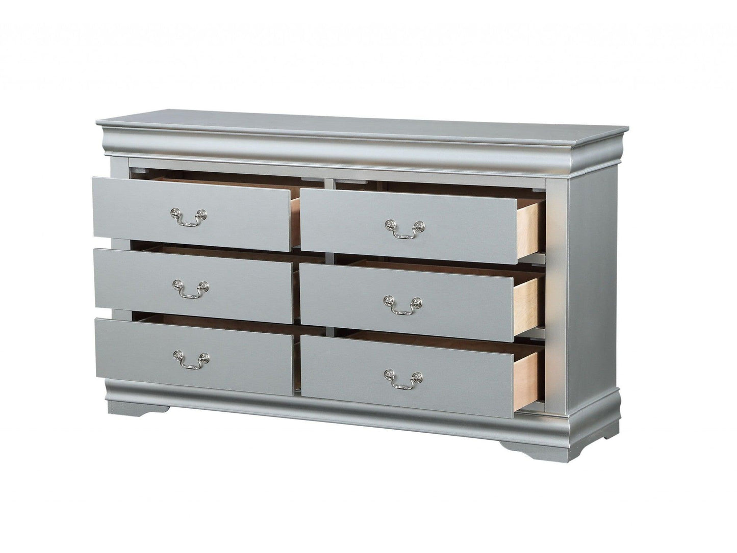 18" Gray Solid Wood Double Dresser - FurniFindUSA