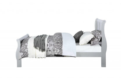 King Silver Sleigh Bed HomeRoots
