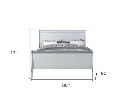 King Silver Sleigh Bed HomeRoots
