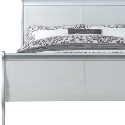 King Silver Sleigh Bed HomeRoots