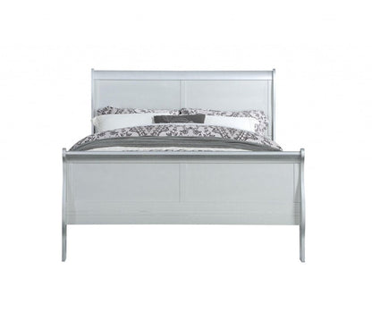 King Silver Sleigh Bed HomeRoots