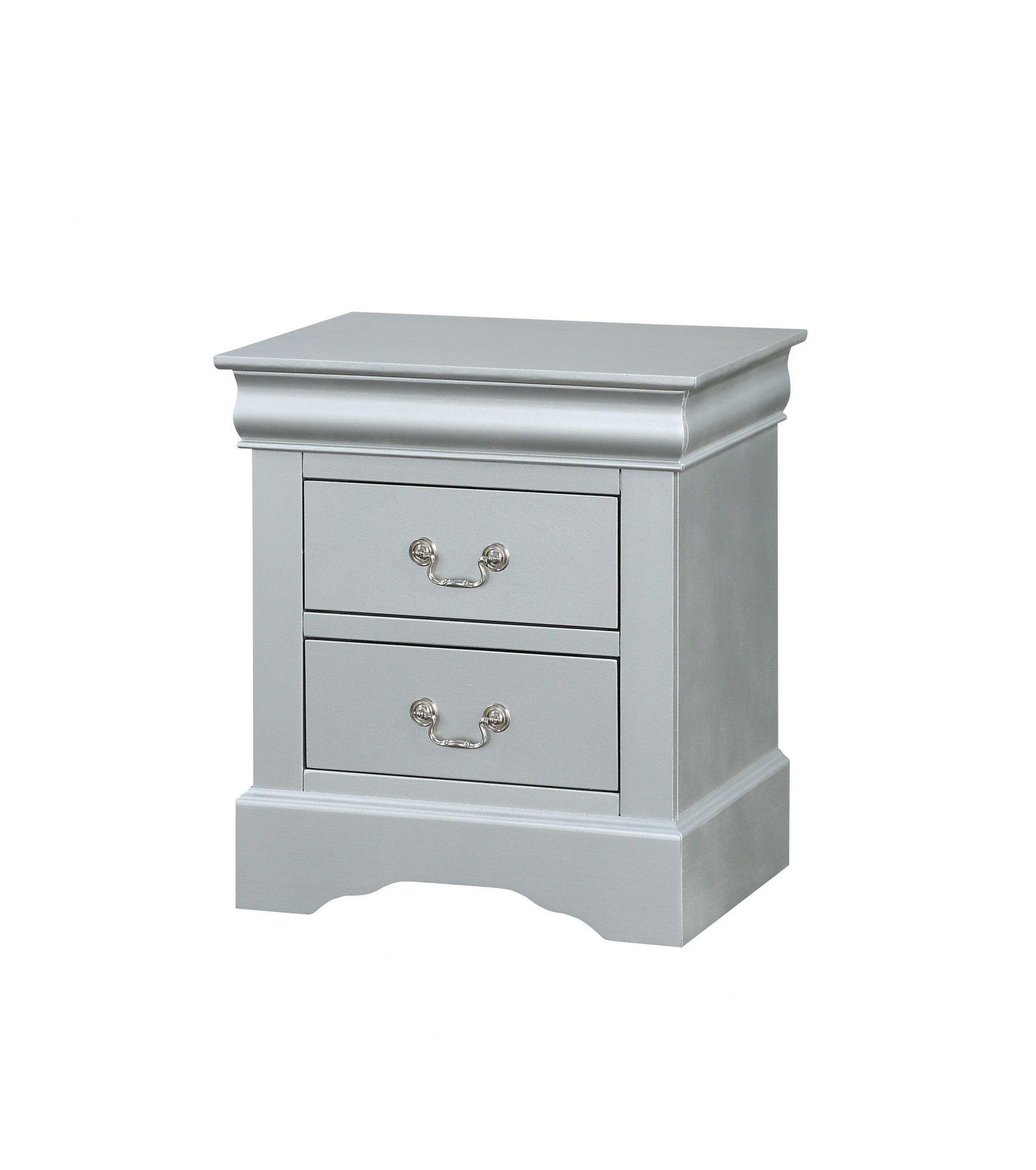 24" Platinum Two Drawers Nightstand - FurniFindUSA