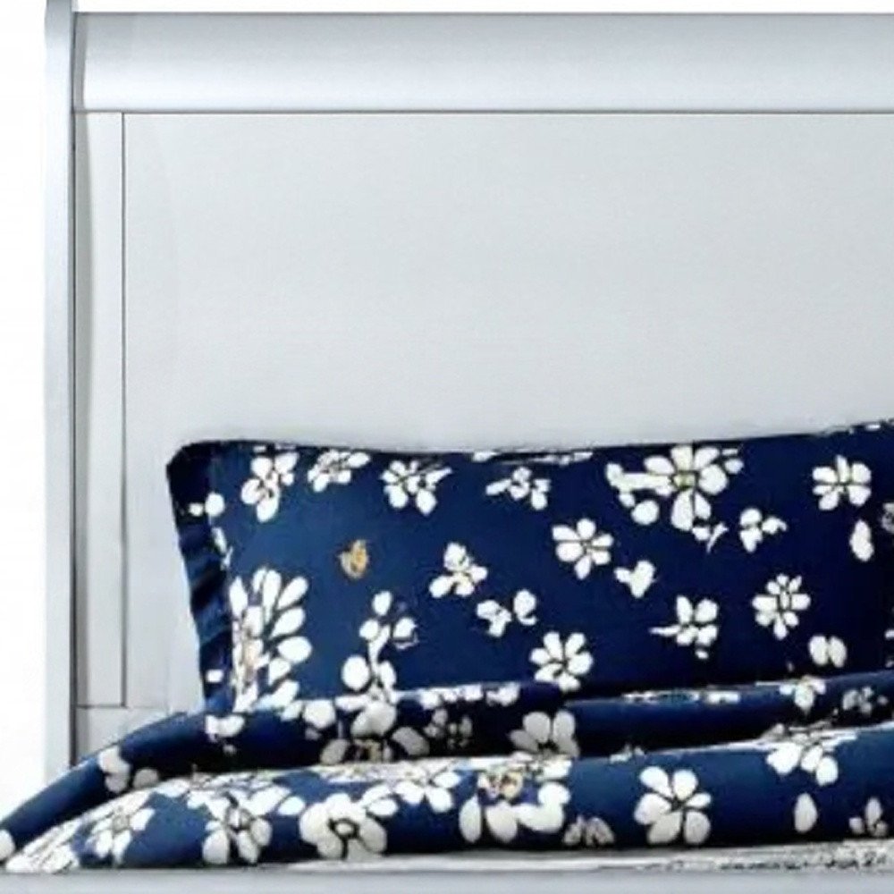 King Silver Sleigh Bed HomeRoots