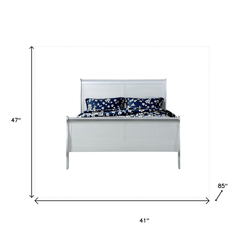 King Silver Sleigh Bed HomeRoots