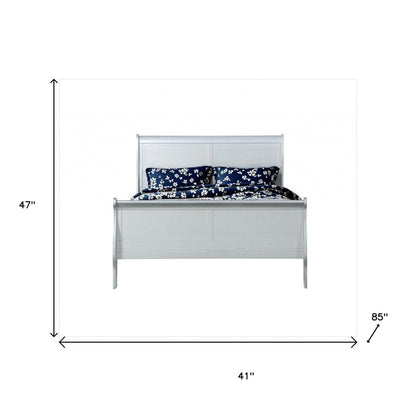 King Silver Sleigh Bed HomeRoots